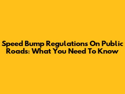 Speed Bump Regulations On Public Roads: What You Need To Know
